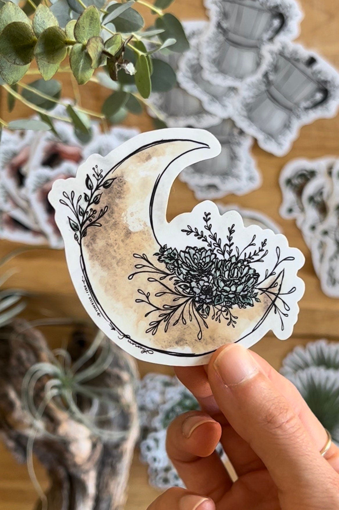 Floral Moon Sticker