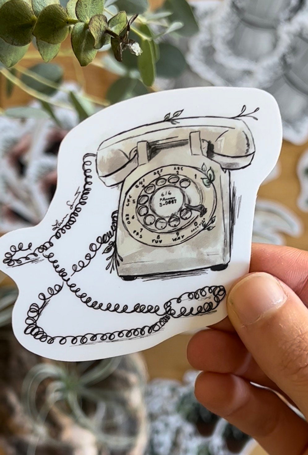 Retro Rotary Phone Sticker