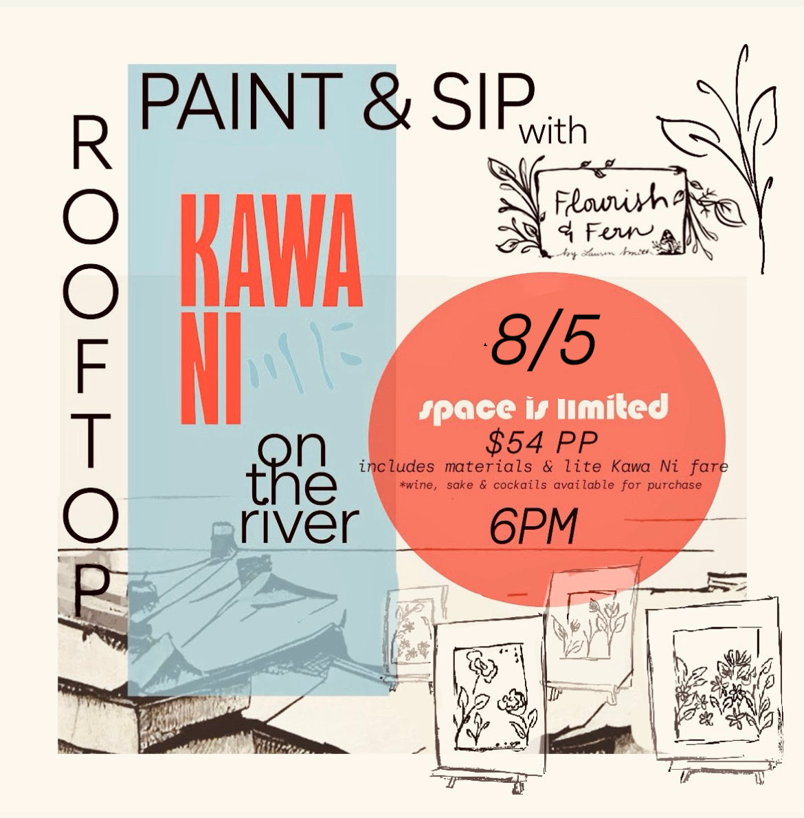TUES Aug 5 | Rooftop Paint + Sip | @ Kawa Ni - WESTPORT