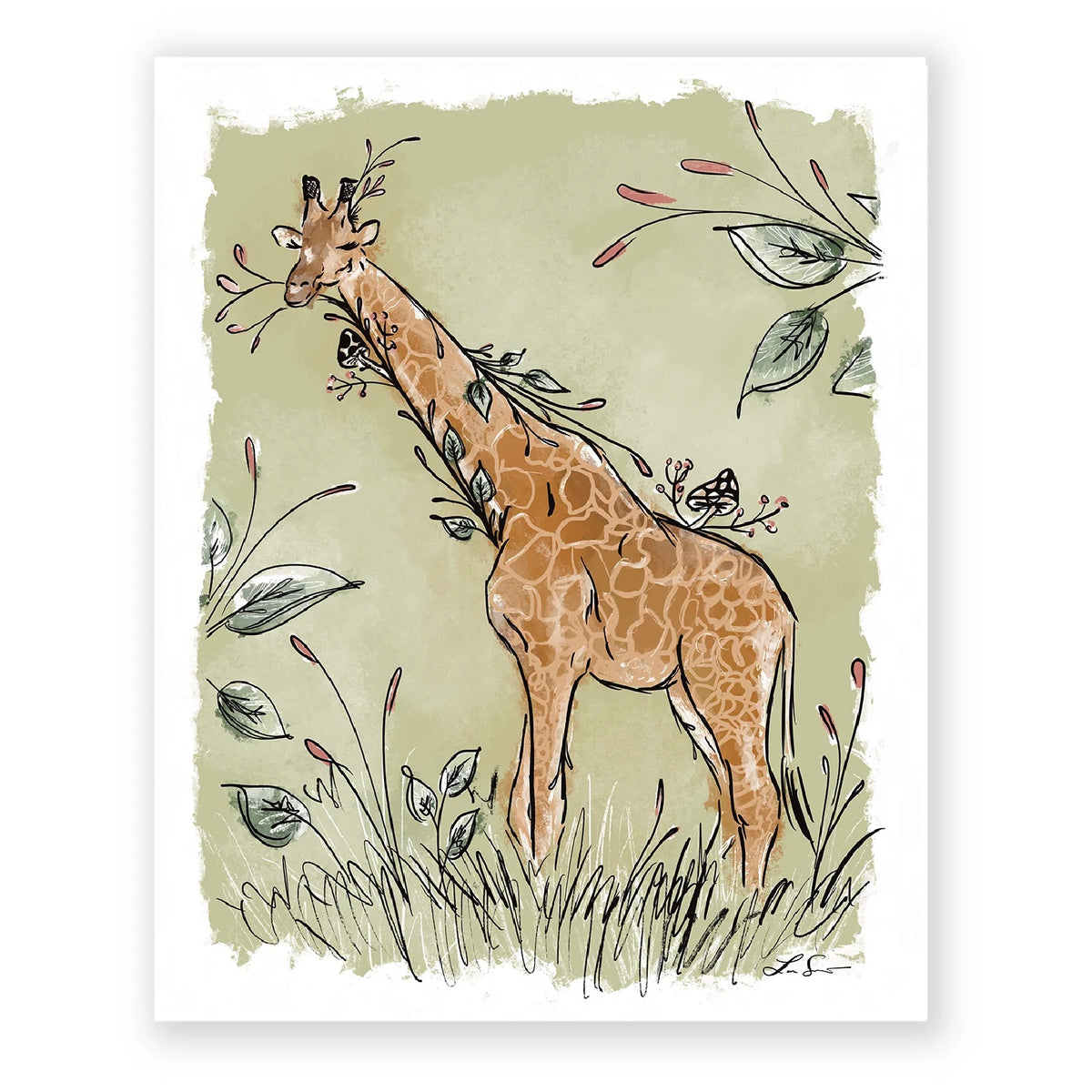 Giraffe in Green | Shimmer Series