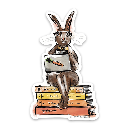 Theodore Rabbit, Book Lover Sticker