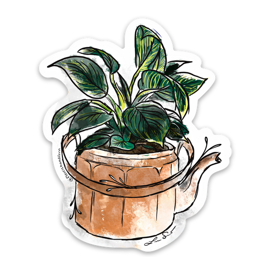 Copper Teapot Plant Sticker