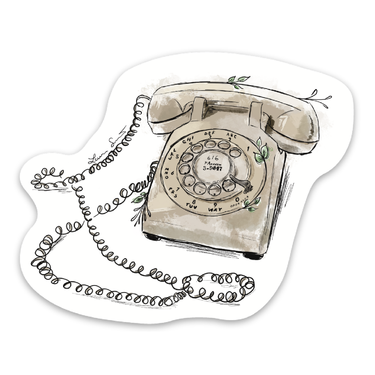 Retro Rotary Phone Sticker