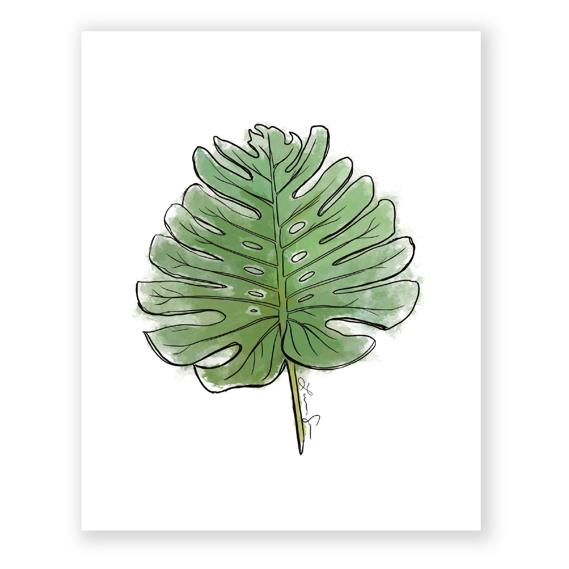 monstera plant art print Monstera Leaf Art Print – Flourish + Fern