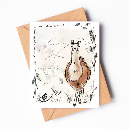 I Love You A Llama Greeting Card