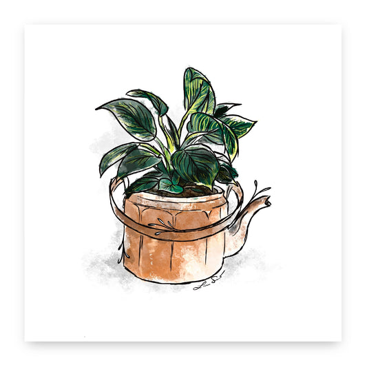 Copper Teapot Plant Art Print