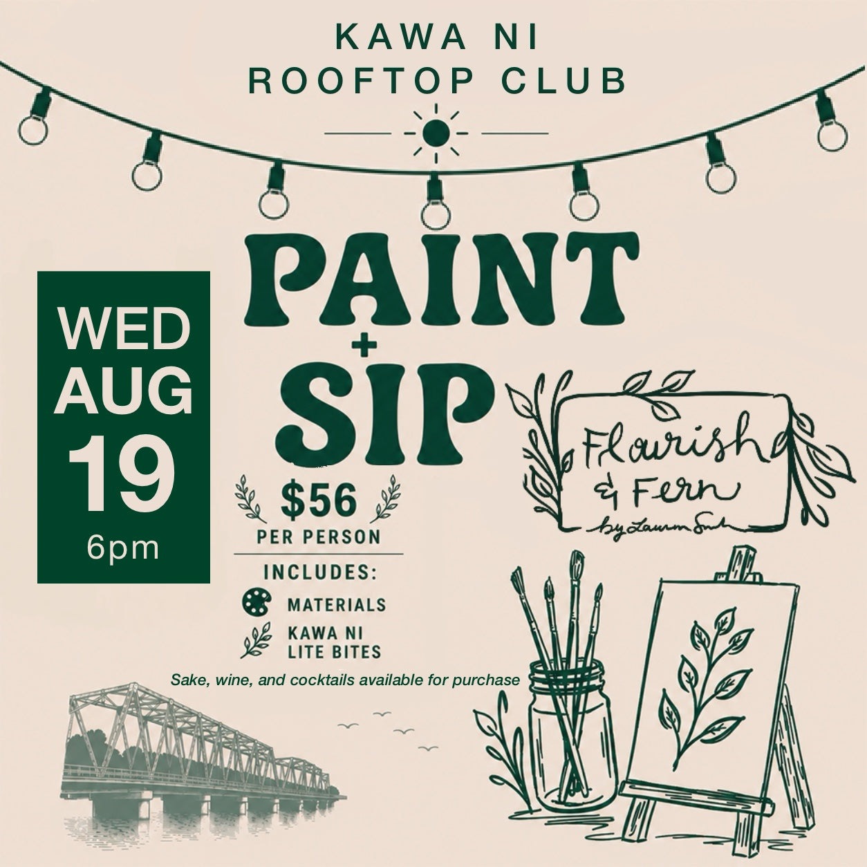 WED Aug 19 | Rooftop Paint + Sip | @ Kawa Ni - WESTPORT (6pm)