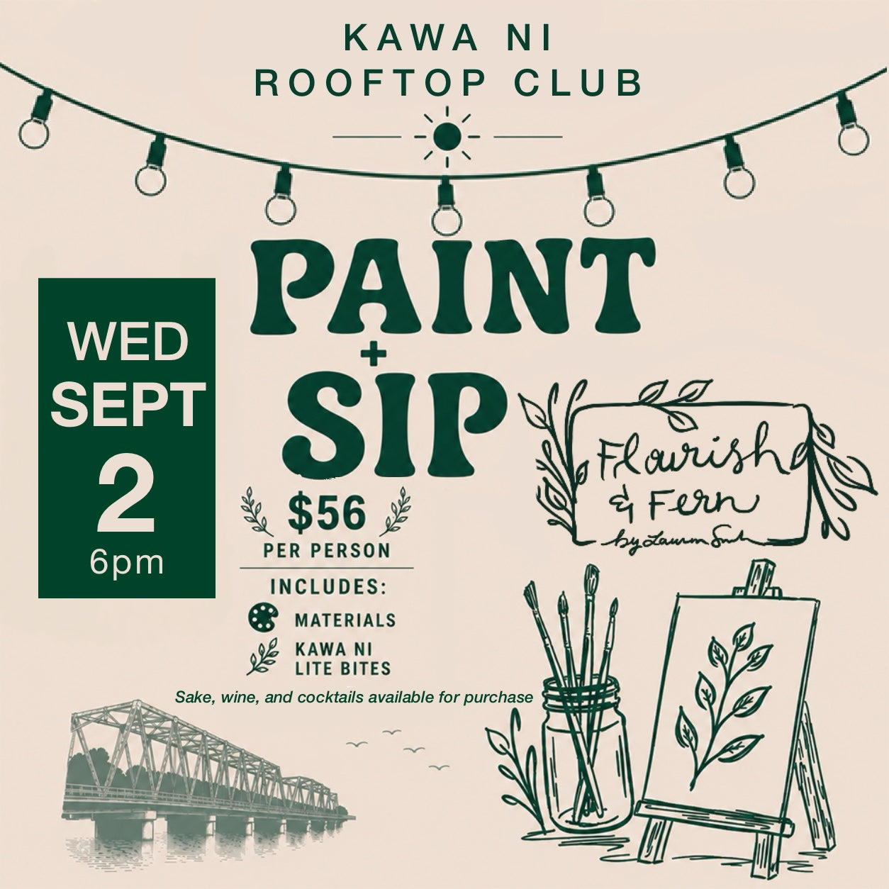 Rooftop Paint + Sip Series | Sept 16 + Sept 30 @ Kawa Ni - WESTPORT (6pm)
