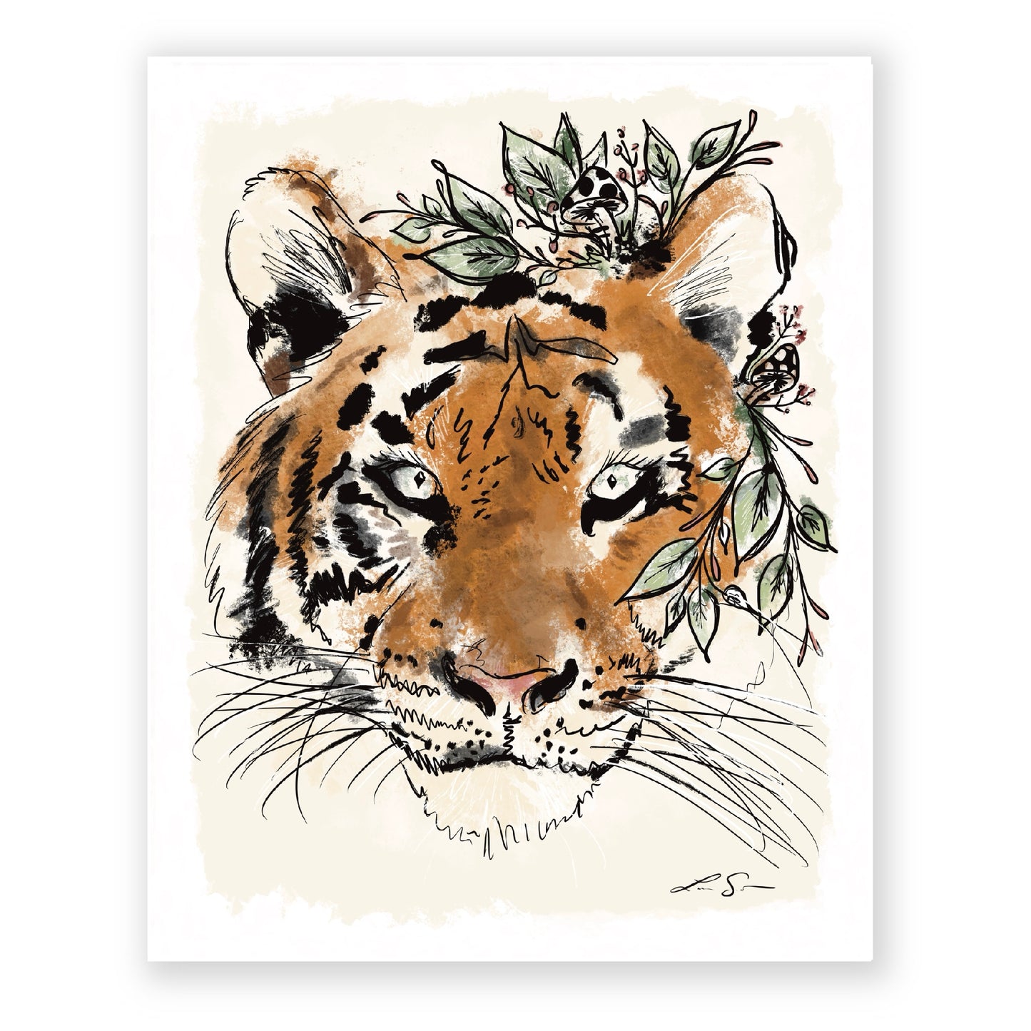 Floral Tiger Art Print | Safari Series