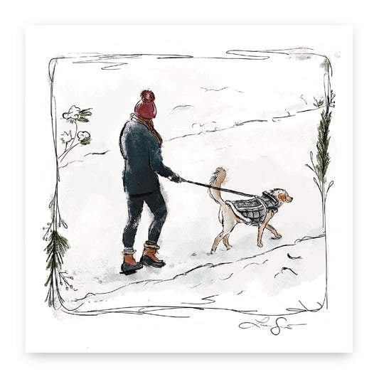 Winter Dog Walk Art Print