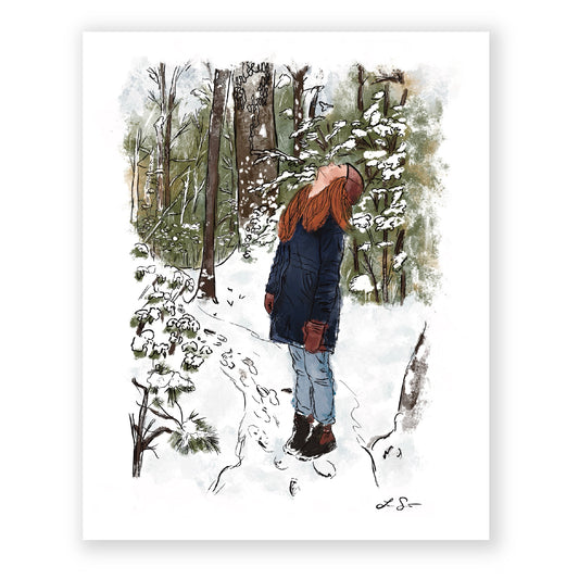Winter Woodland Forest Bath Art Print
