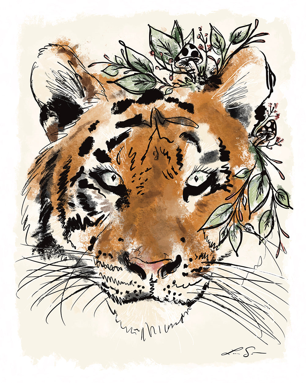 Floral Tiger Art Print | Safari Series