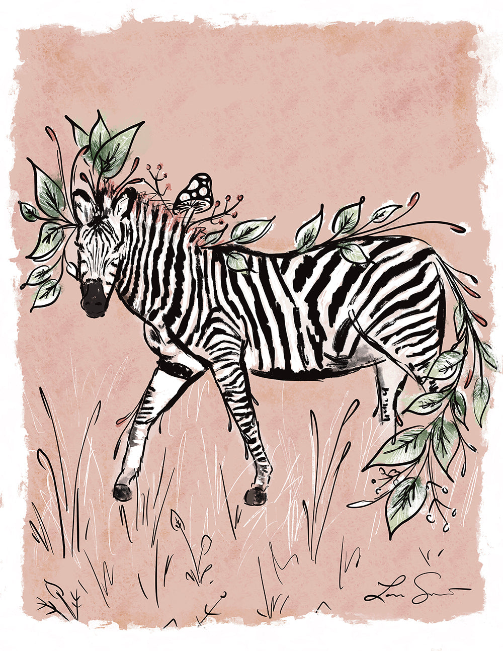 Floral Zebra Art Print | Safari Series