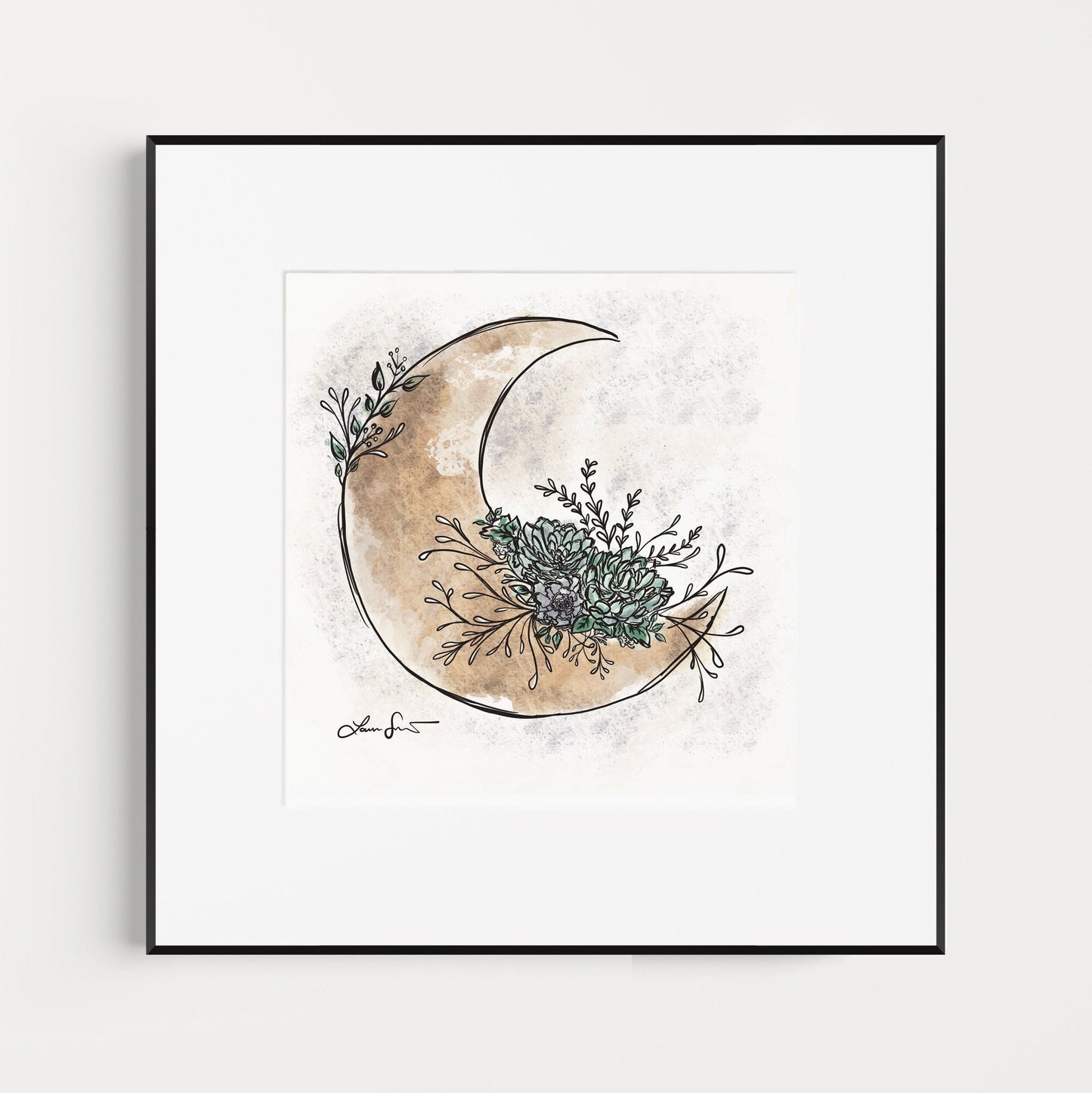 Moon Florals Art Print