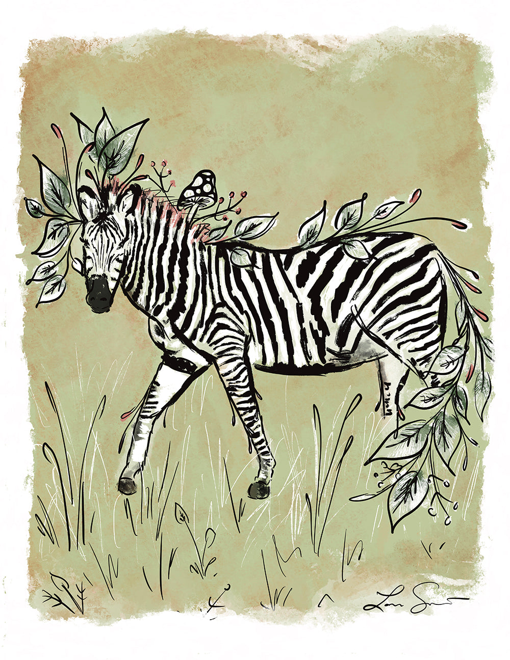 Floral Zebra Art Print | Safari Series